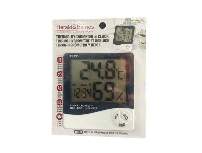 Termohigrometro Termometro Higrometro Reloj Medidor Humedad – SU