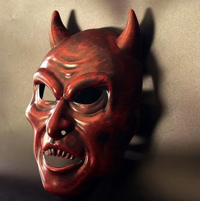 Mascara Diablo Cuernos Disfraz Demonio Cachos Halloweeen 1a