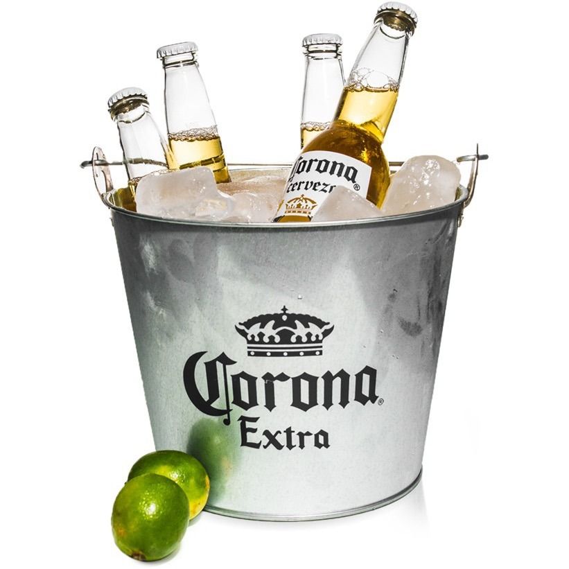 Balde Cubeta Hielera Metalica Cerveza Corona Original
