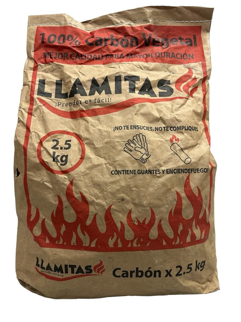 1x Carbon Vegetal Llamitas Larga Duracion Asado Fogata 2.5kg