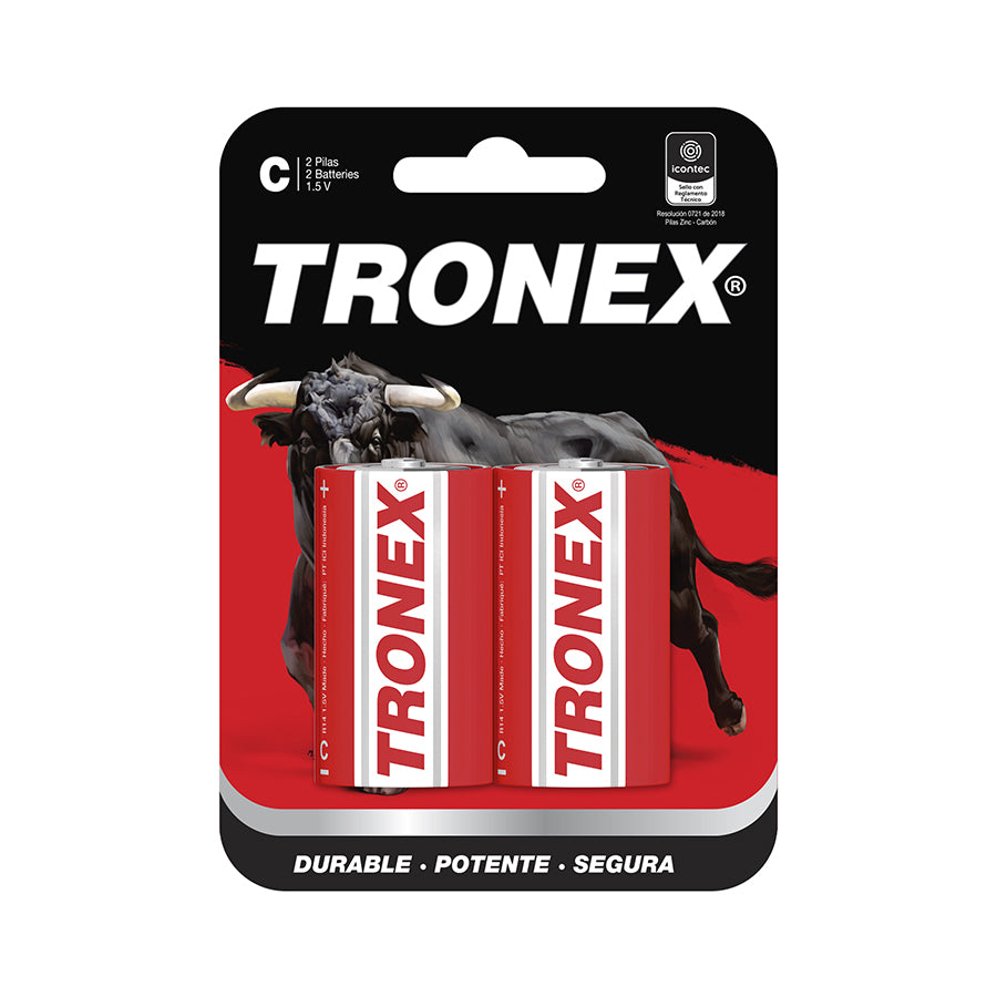 1 Par Pilas Tipo C Tronex Bulk Manganeso 1.5v R 14 Icontec