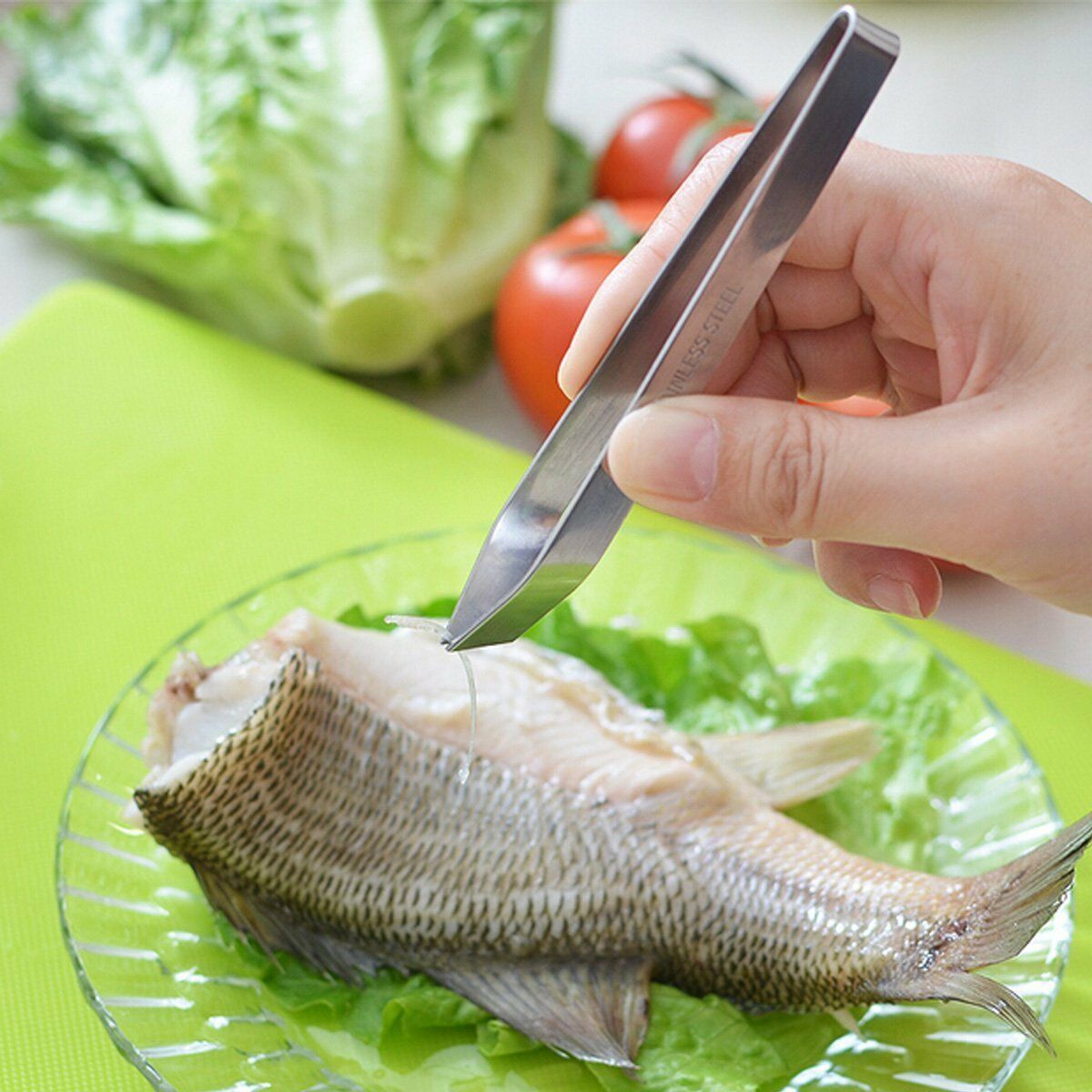 Pinza Cocina Acero Retirar Espinas Pescado Salmon Pelo Cerdo